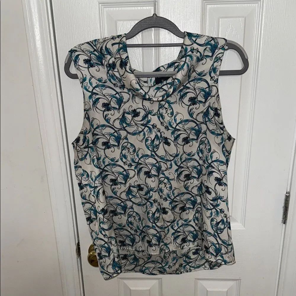 Worthington Floral Tank Top - Teal and Cream